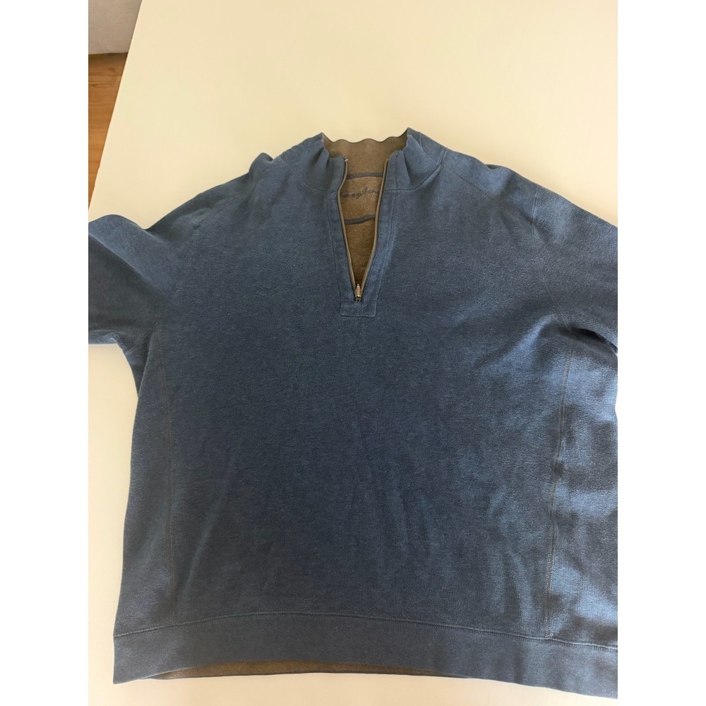 Tommy Bahama Reversible 1/4 Zip Pullover Sweater Blue Men's XL